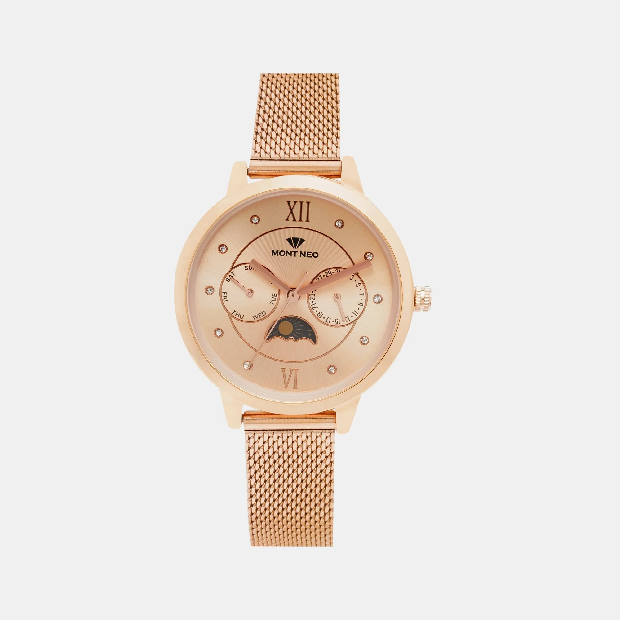 Charming Rose Gold Chronograph Women Stainless Steel Watch 9003M-B3307
