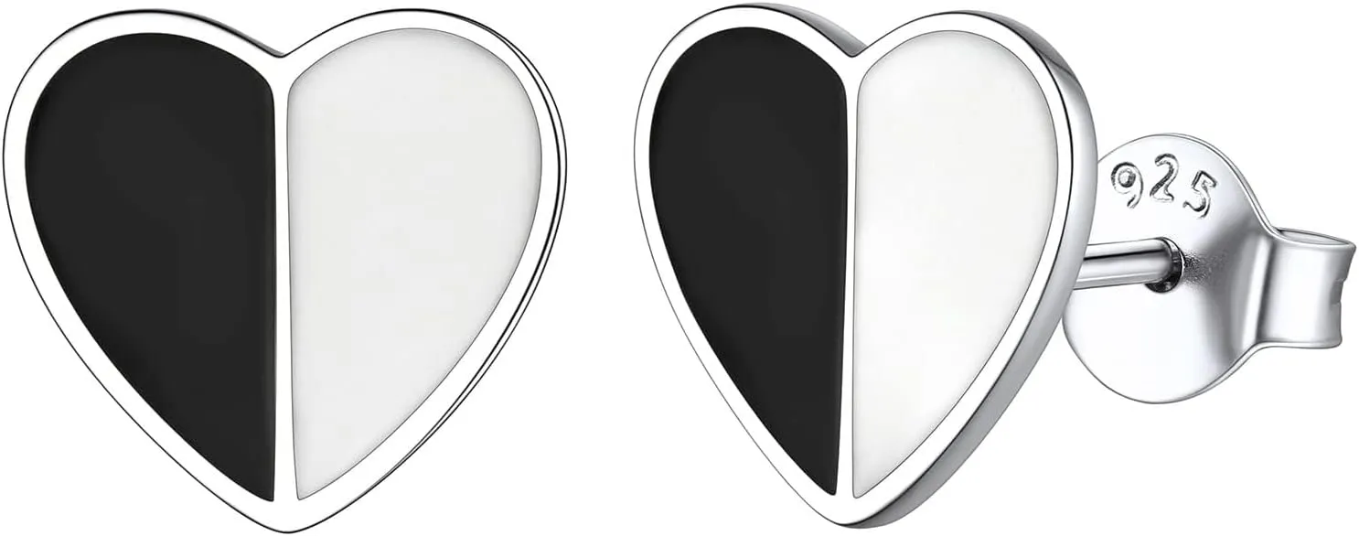 ChicSilver Simple Small Black Stud Earrings 925 Sterling Silver Earrings Hypoallergenic Black Earrings for Women Sensitive Ears