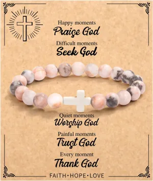 Christian Mothers-Day Gifts for Women, First Communion Confirmation Graduation Gifts Religious Cross Bracelet for Mom/Daughter/Friend/Sister/Grandma/Granddaughter/Godmother/Her, Inspirational Birthday Faith Based Jesus Jewelry