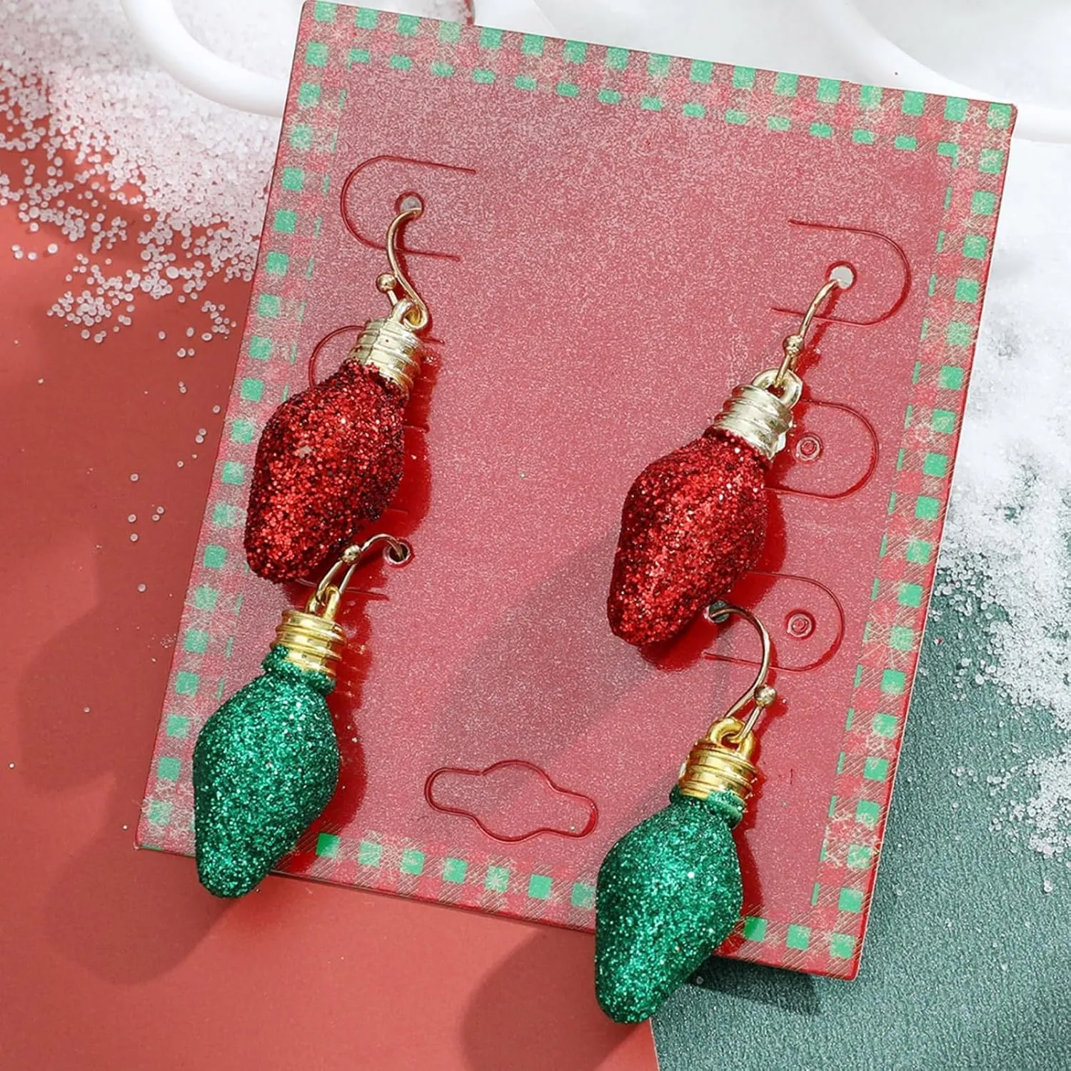 Christmas Crystal Earrings for Women Creative Colorful Light Bulb Santa Claus Sparkly Rhinestone Cubic Zirconia Beaded Dangle Drop Earrings for Xmas Party Festival Holiday Fashion Jewelry Gifts