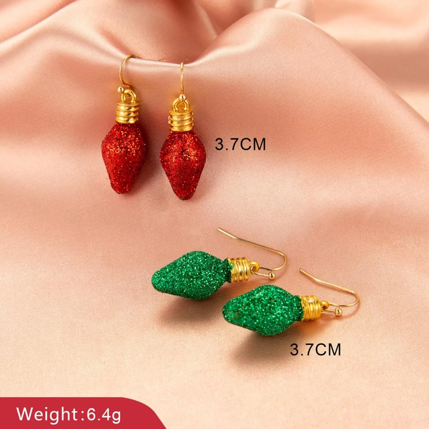 Christmas Crystal Earrings for Women Creative Colorful Light Bulb Santa Claus Sparkly Rhinestone Cubic Zirconia Beaded Dangle Drop Earrings for Xmas Party Festival Holiday Fashion Jewelry Gifts