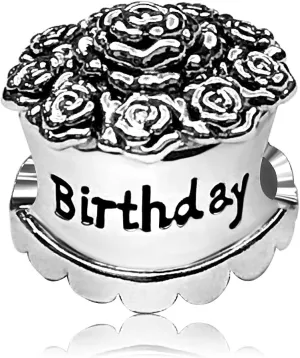 Christmas Happy Birthday Cake Birthstone Candles Womens Beads Charms for Bracelet Family Friend Mom Daughter Sister Wife Jewelry