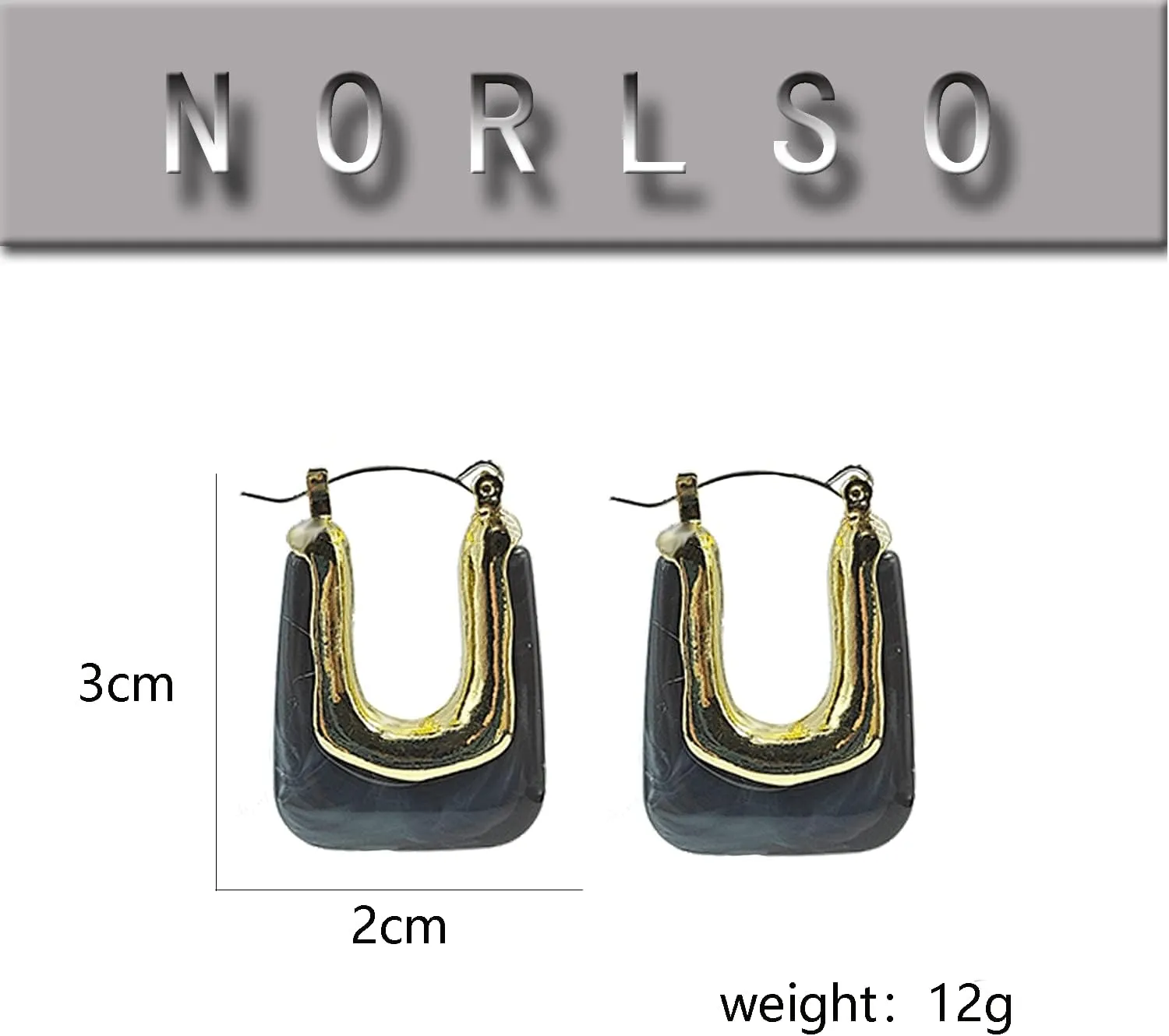 Chunky Clear Retro U Shaped Hoop Minimalist Square Resin Huggie Earrings for Women