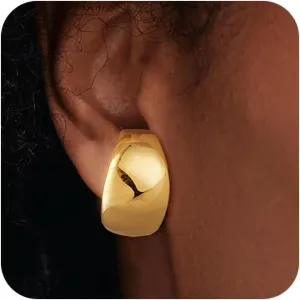 Chunky Earrings for Women Trendy Mixed Metal Earrings Gold And Silver Earring Thick Gold Hoop Earrings 14K Gold Plated Chunky Hoop Earring Two Tone Earring for Women Jewelry