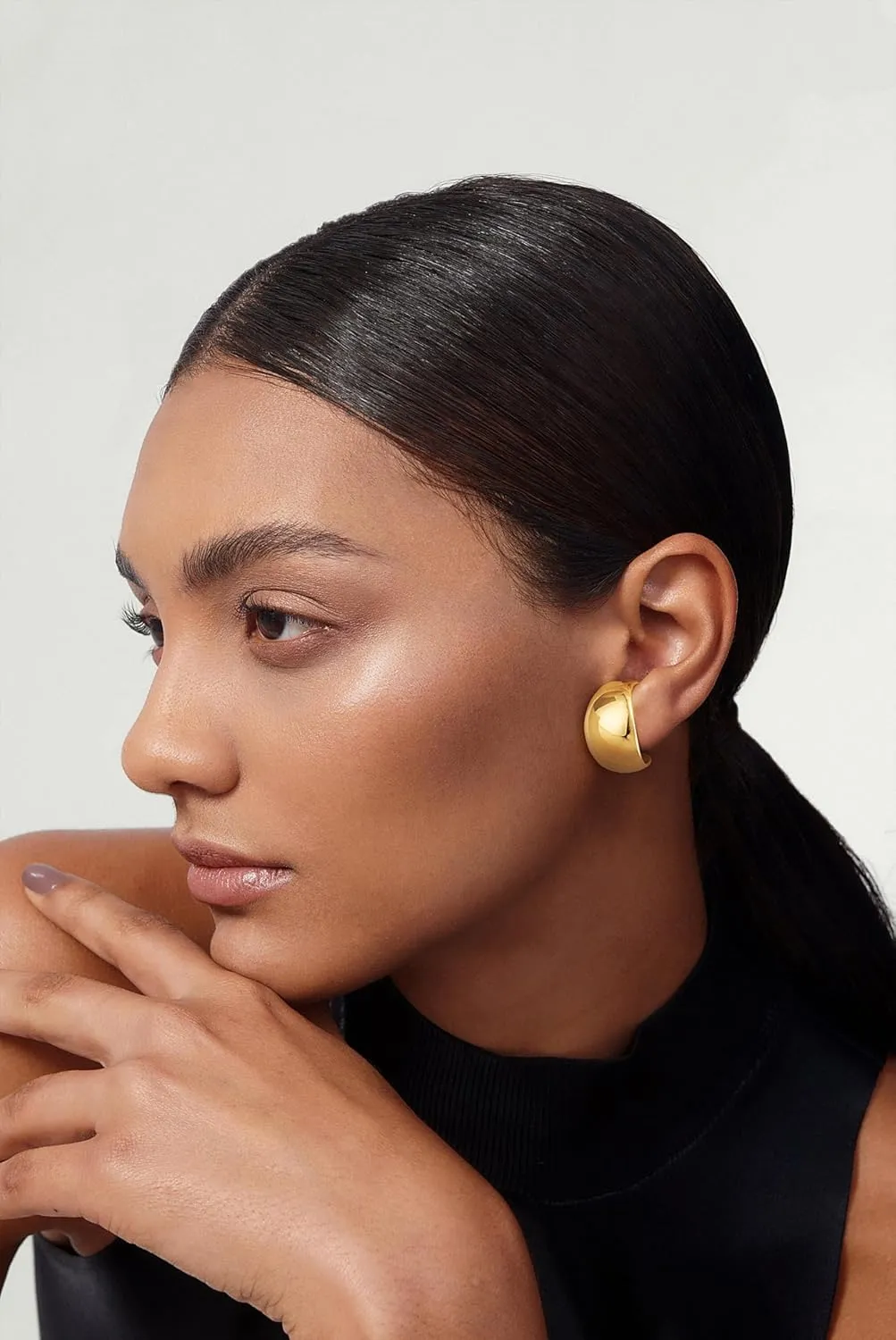 Chunky Earrings for Women Trendy Mixed Metal Earrings Gold And Silver Earring Thick Gold Hoop Earrings 14K Gold Plated Chunky Hoop Earring Two Tone Earring for Women Jewelry