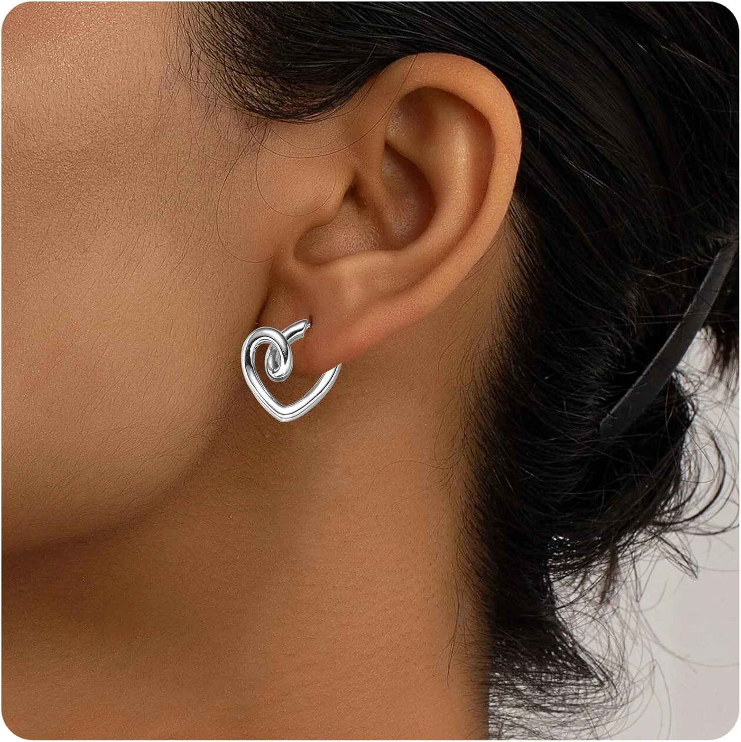 Chunky Gold Hoop Earrings for Women, Trendy 14K Gold Plated Gold/Silver Statement Earring Thick Open Double Hoop Earrings Lightweight Hypoallergenic Earrings Gold Jewelry