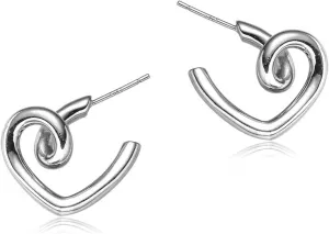 Chunky Gold Hoop Earrings for Women, Trendy 14K Gold Plated Gold/Silver Statement Earring Thick Open Double Hoop Earrings Lightweight Hypoallergenic Earrings Gold Jewelry