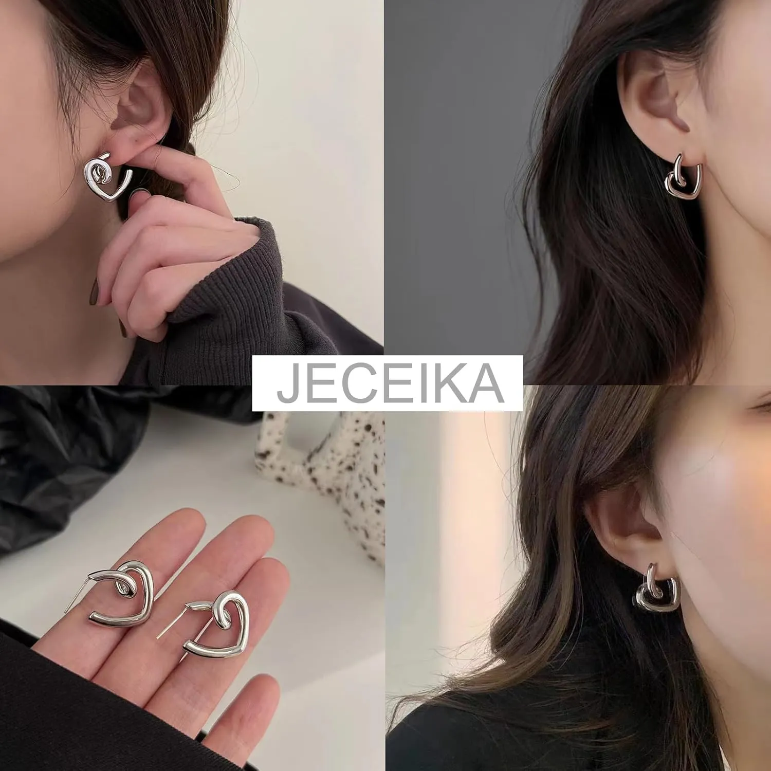 Chunky Gold Hoop Earrings for Women, Trendy 14K Gold Plated Gold/Silver Statement Earring Thick Open Double Hoop Earrings Lightweight Hypoallergenic Earrings Gold Jewelry