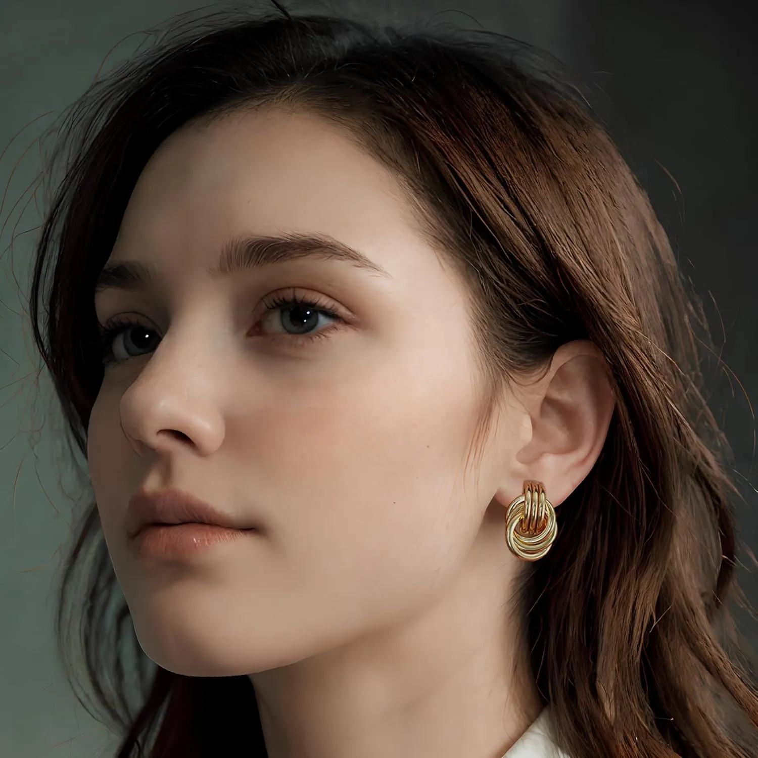 Chunky Gold/Silver Earrings for Women Knot Link Circle Statement Geometric Drop Dangle Earrings Studs Trendy Jewelry