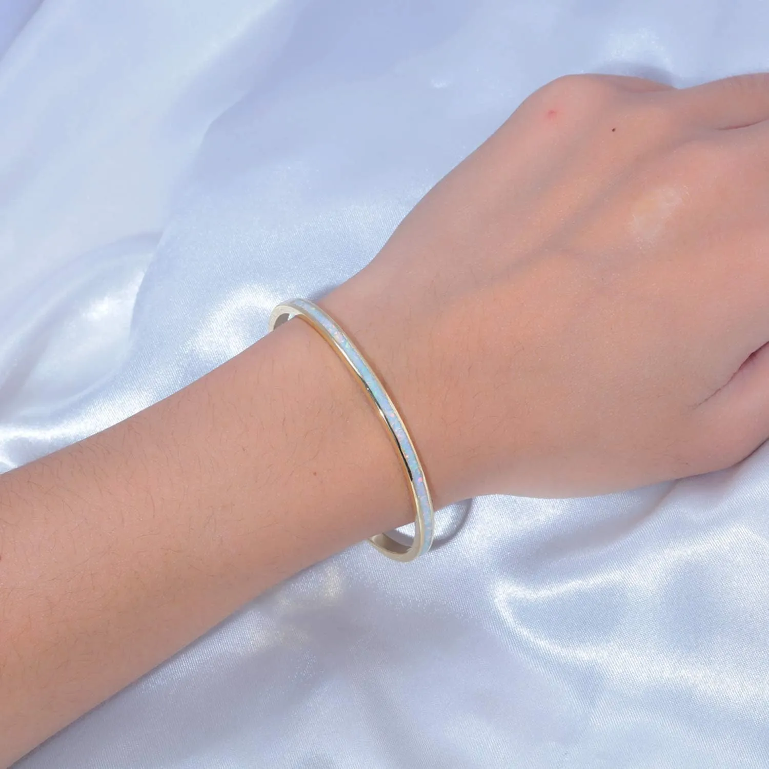 CiNily Womens Cuff Bracelet,Opal Bangle Bracelets Gold Plated Hypoallergenic Ladies Gemstone Open Cuff Bangle Bracelet