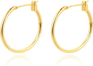 Classic Thin Gold Hoops - Gold Hoop Earrings Medium Size, 1 Inch Diameter, Hypoallergenic Medium Hoops Earrings for Women, Gold-Filled, Hinged Clasp, Lightweight, Everyday Jewelry