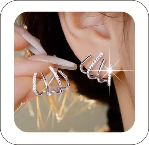 Claw Earrings for Women Sterling Silver Post Gold Hoop Earrings Dainty Cubic Zirconia Wrap Cuff Earrings Hypoallergeni Silver Claw Earrings Trendy Jewelry for Women Teen Girls
