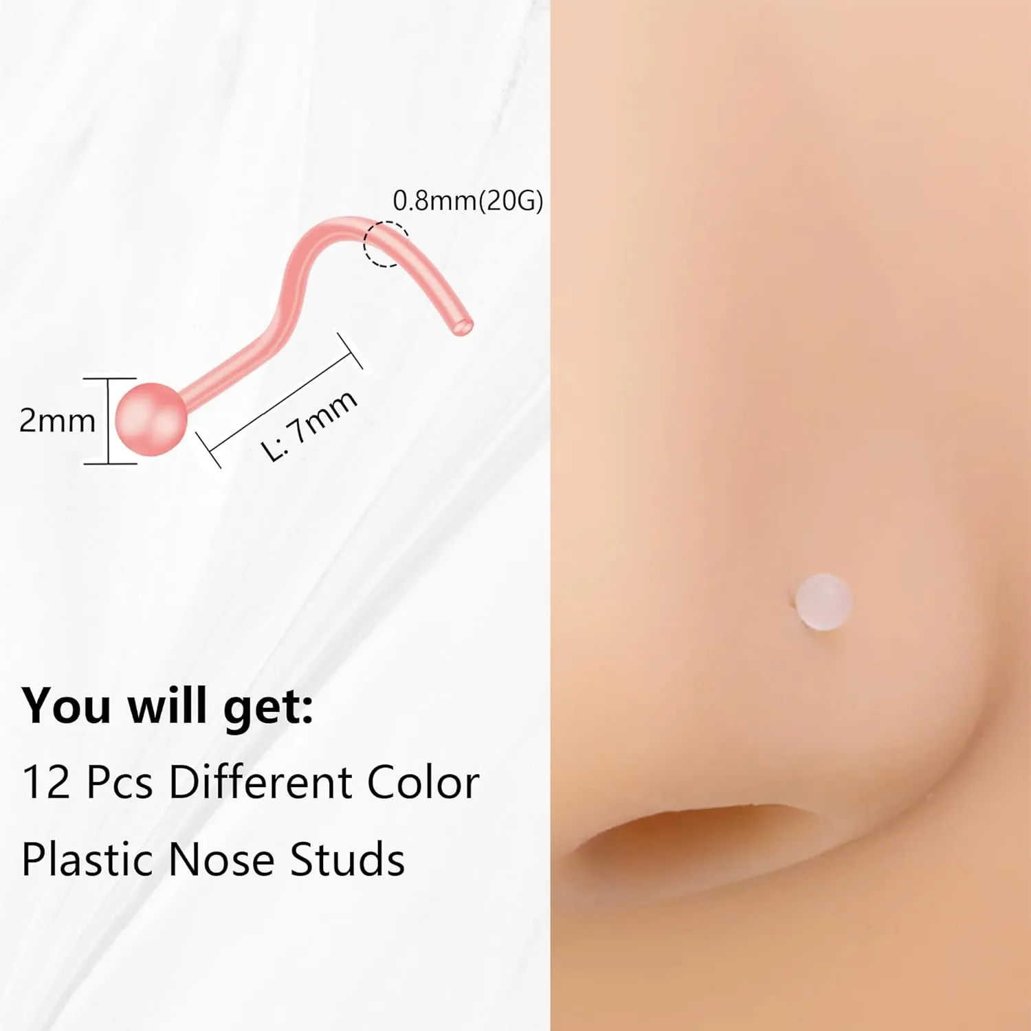 Clear Septum Retainer 16G Plastic Septum Ring Retainer Plastic Hoop Earrings Clear Septum Piercing Retainer Horseshoe Piercing Jewelry