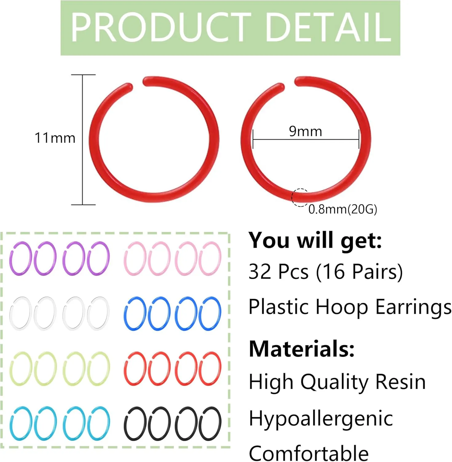 Clear Septum Retainer 16G Plastic Septum Ring Retainer Plastic Hoop Earrings Clear Septum Piercing Retainer Horseshoe Piercing Jewelry