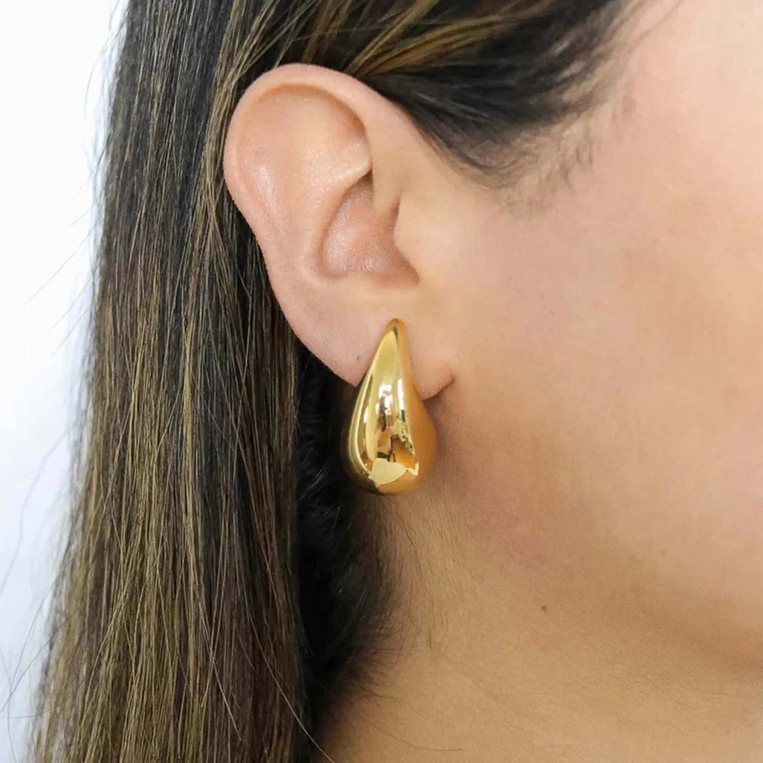 Clip on Earrings Women, 14K Gold Hoop Clip-On Earrings for Women, Hypoallergenic Non Pierced Croissant Earrings
