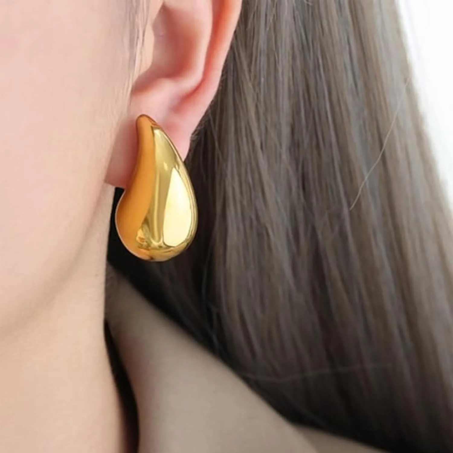 Clip on Earrings Women, 14K Gold Hoop Clip-On Earrings for Women, Hypoallergenic Non Pierced Croissant Earrings
