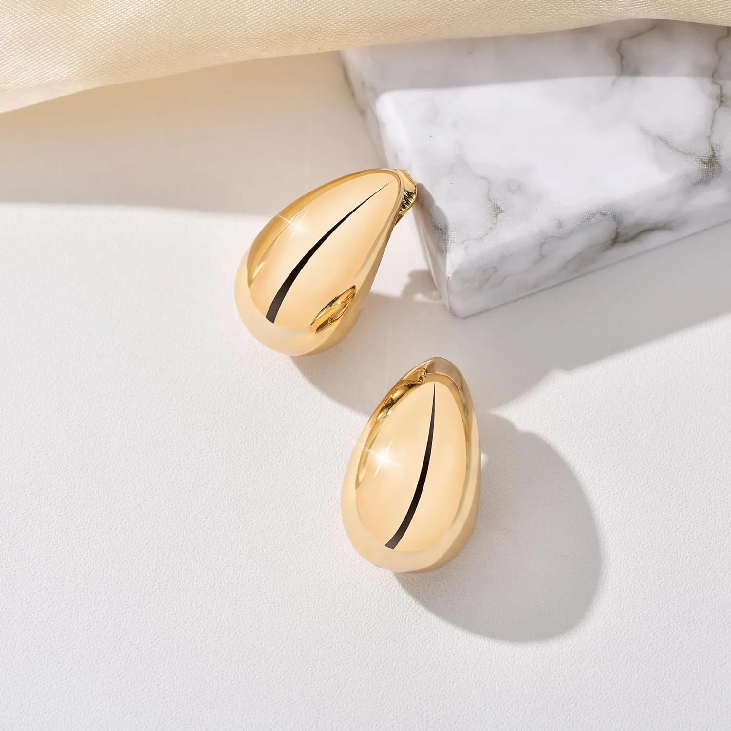 Clip on Earrings Women, 14K Gold Hoop Clip-On Earrings for Women, Hypoallergenic Non Pierced Croissant Earrings