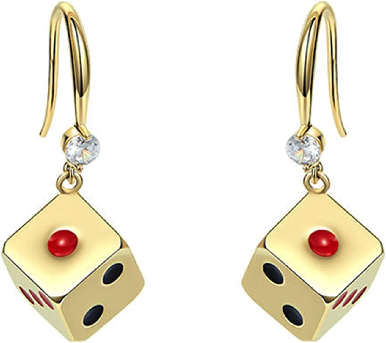 coadipress Gold Dice Earrings for Women Creative Funny Vintage Cubic Dice Geometric Dangle Drop Statement Earrings Jewelry