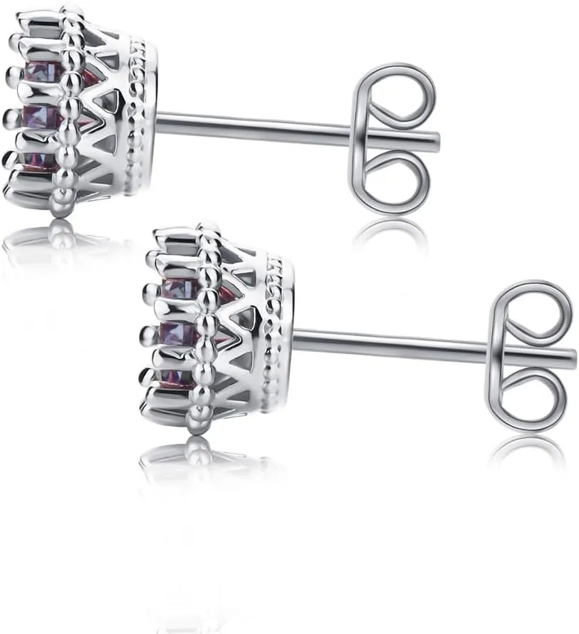 Color Change Alexandrite Earrings 925 Sterling Silver June Birthstone Round Cut Oval Cut Halo Hypoallergenic Drop Dangle Stud Simulated Created Alexandrite Earrings for Women