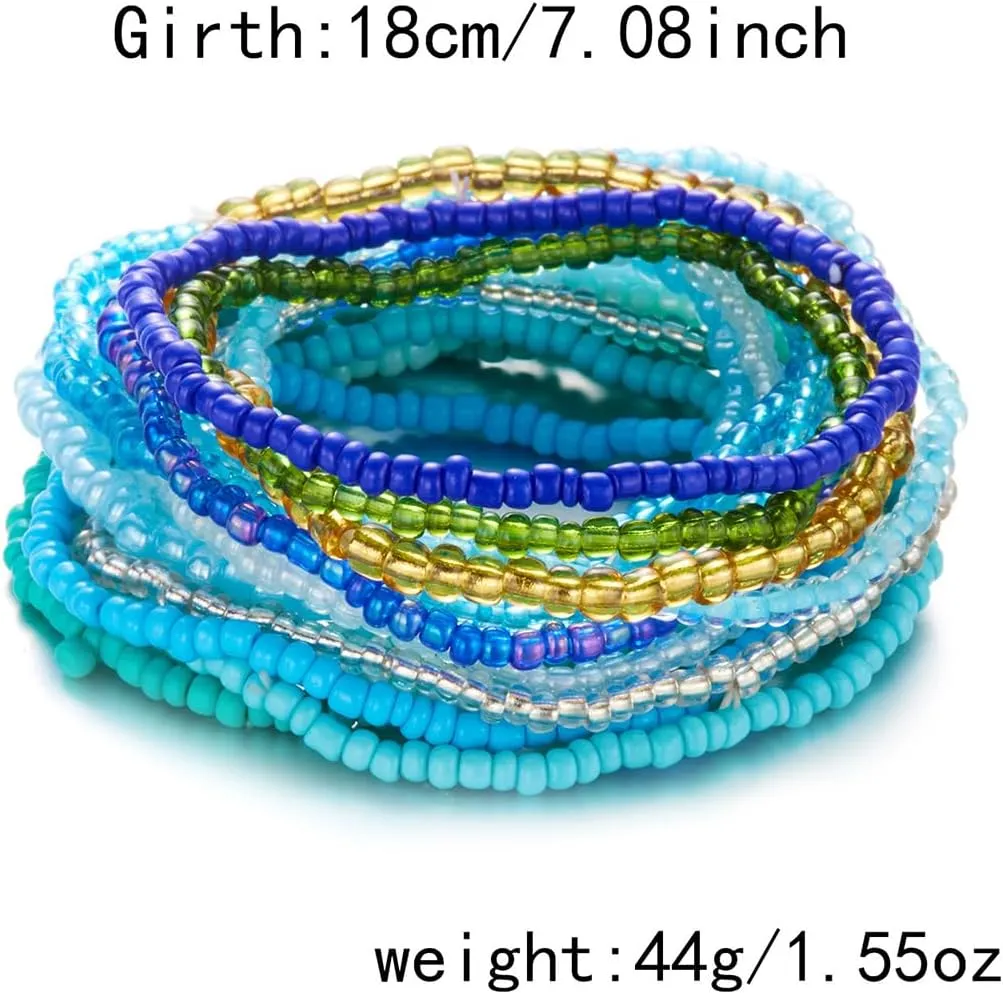 Colorful Beaded Bracelet for Women Boho Handmade Friendship Bracelets Stretchy Elastic Adjustable Jewelry Bohemian Stackable Beaded Charm Bracelets Summer Beach Party Accessories