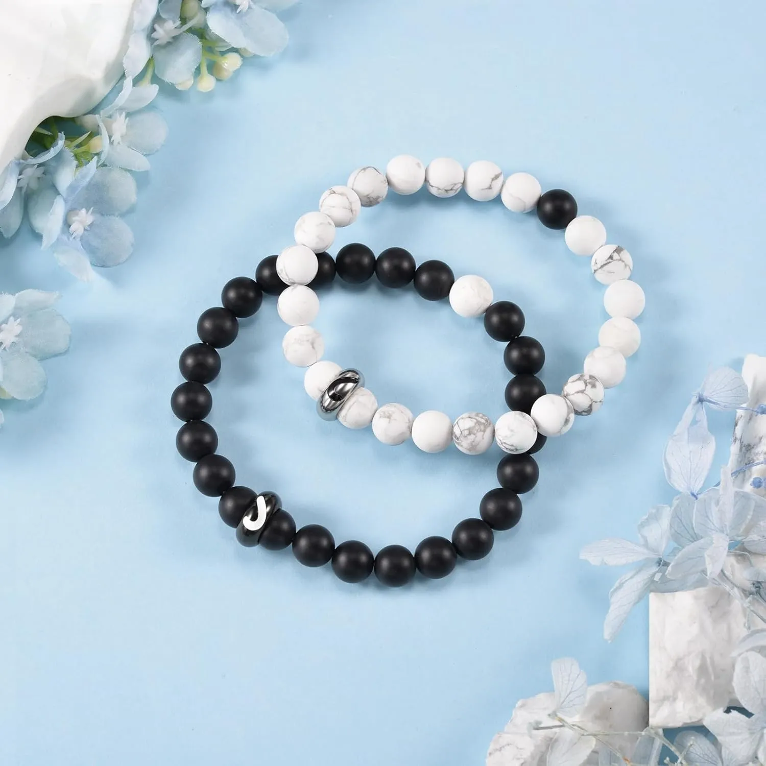 Couple Bracelets Valentines Day Gifts for Him Her Boyfriend Husband Fiance Soulmate Girlfriend Wife Matching Distance Bracelet Gifts for Anniversary Birthday