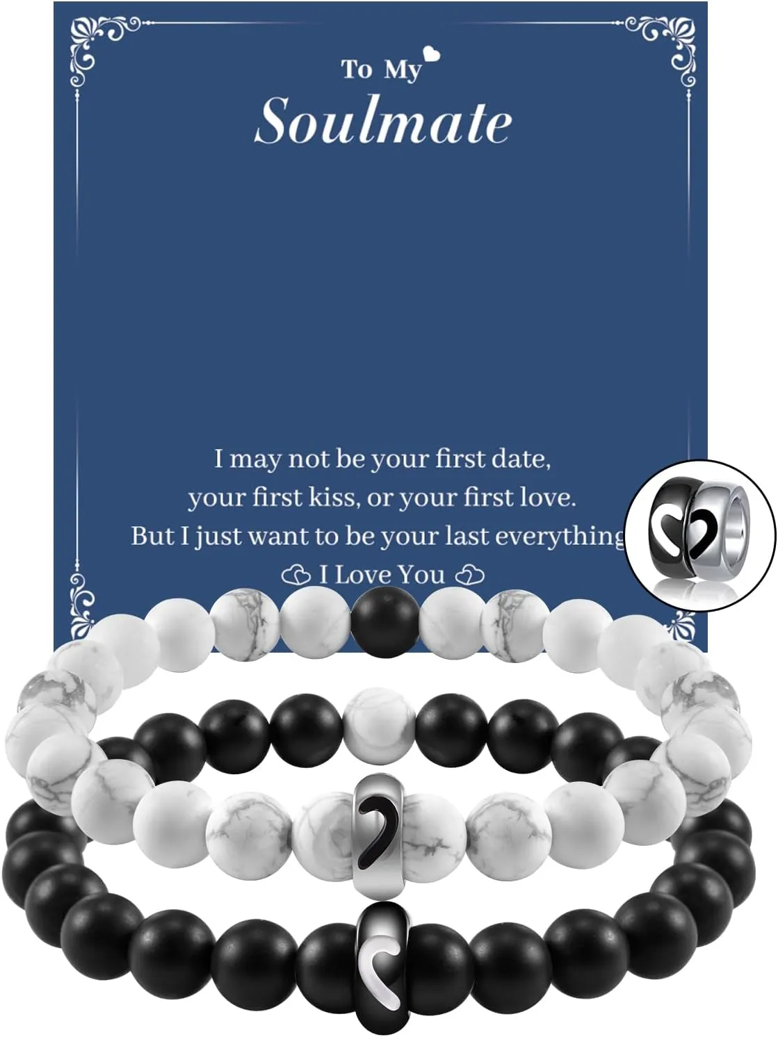 Couple Bracelets Valentines Day Gifts for Him Her Boyfriend Husband Fiance Soulmate Girlfriend Wife Matching Distance Bracelet Gifts for Anniversary Birthday