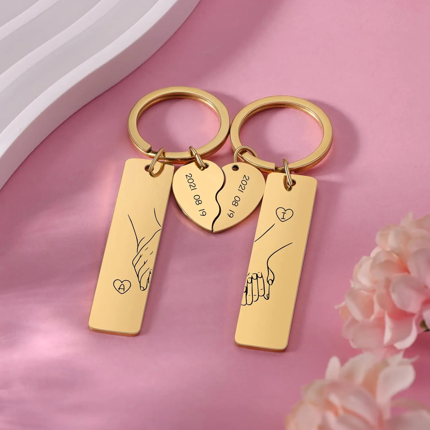 Couple Gifts,Personalized Matching Keychains for Couples Custom Keychain Set with Name for Boyfriend Girlfriend