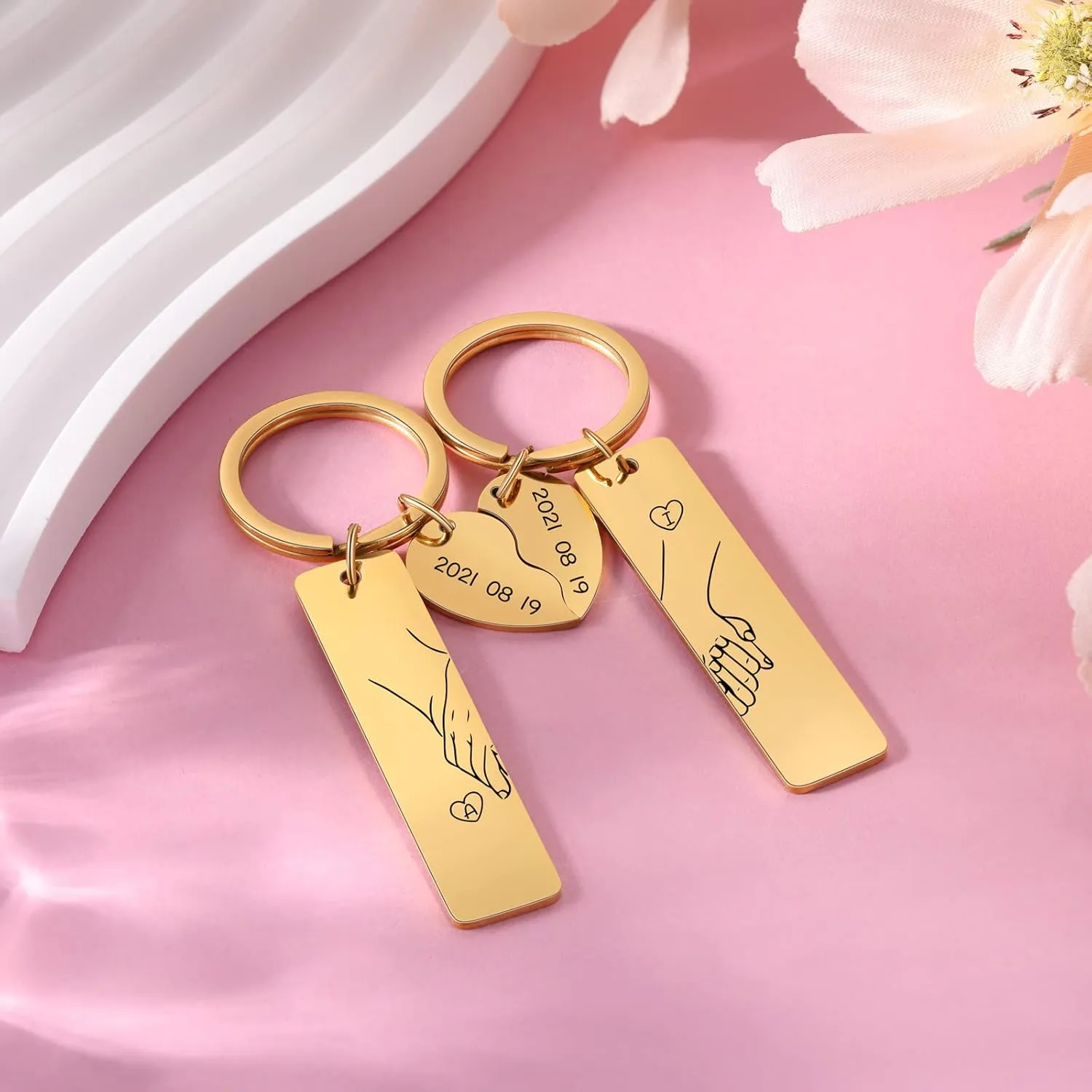 Couple Gifts,Personalized Matching Keychains for Couples Custom Keychain Set with Name for Boyfriend Girlfriend