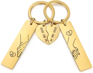 Couple Gifts,Personalized Matching Keychains for Couples Custom Keychain Set with Name for Boyfriend Girlfriend