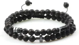 Couples Distance Beads Bracelet Fashion Hematite Cross Tiger Eye Stone Bracelets Handmade Yoga Prayer Jewelry 7652G (13)