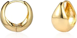 Cowlyn 14K Gold Plated Chunky Hoop Earring | 925 Sterling Silver Post Drop Thick Huggie Earrings for Women Jewelry