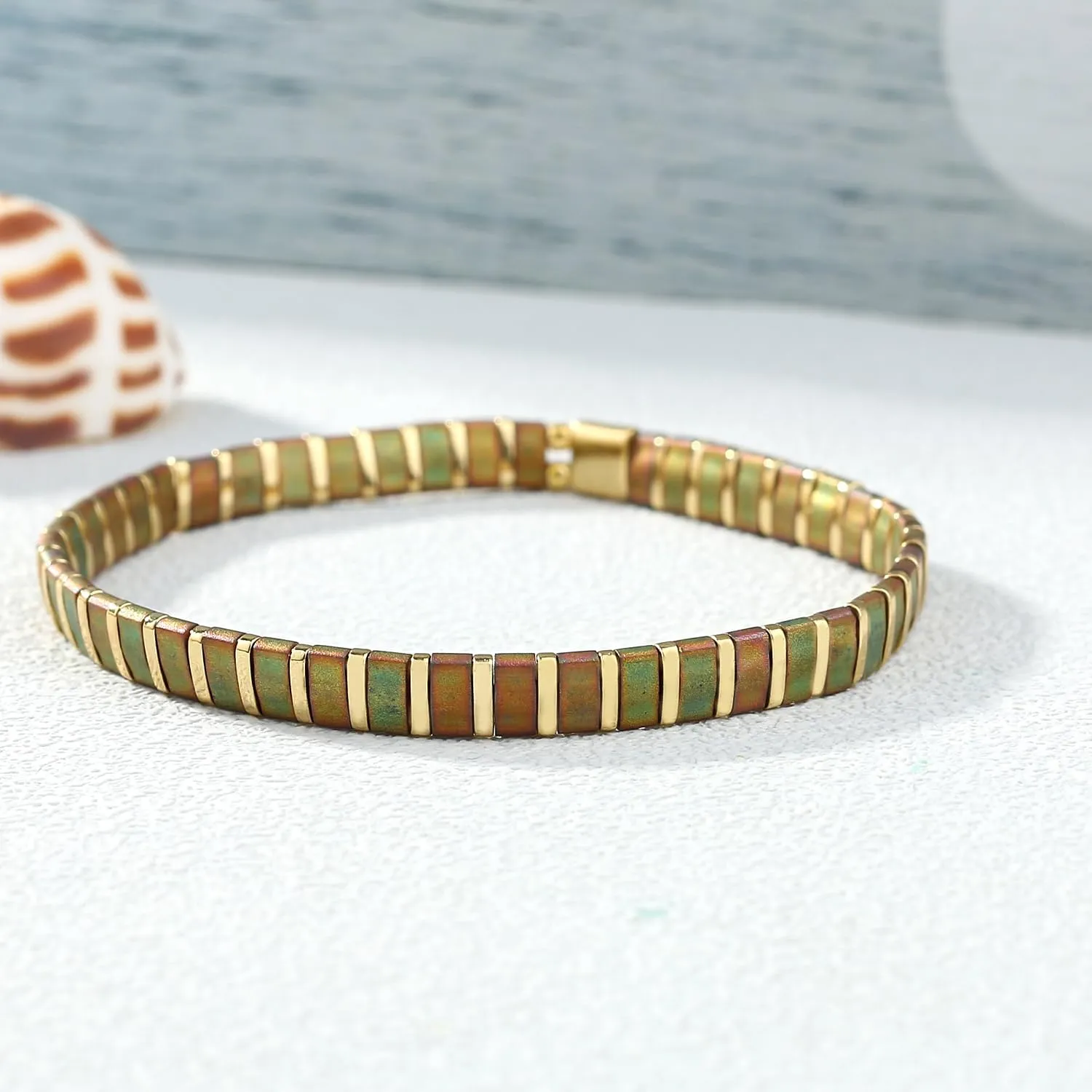 CQUAN CHI Women Strand Tila Beads Bracelet Color Handmad Casual Wearing Friendship Bracelets