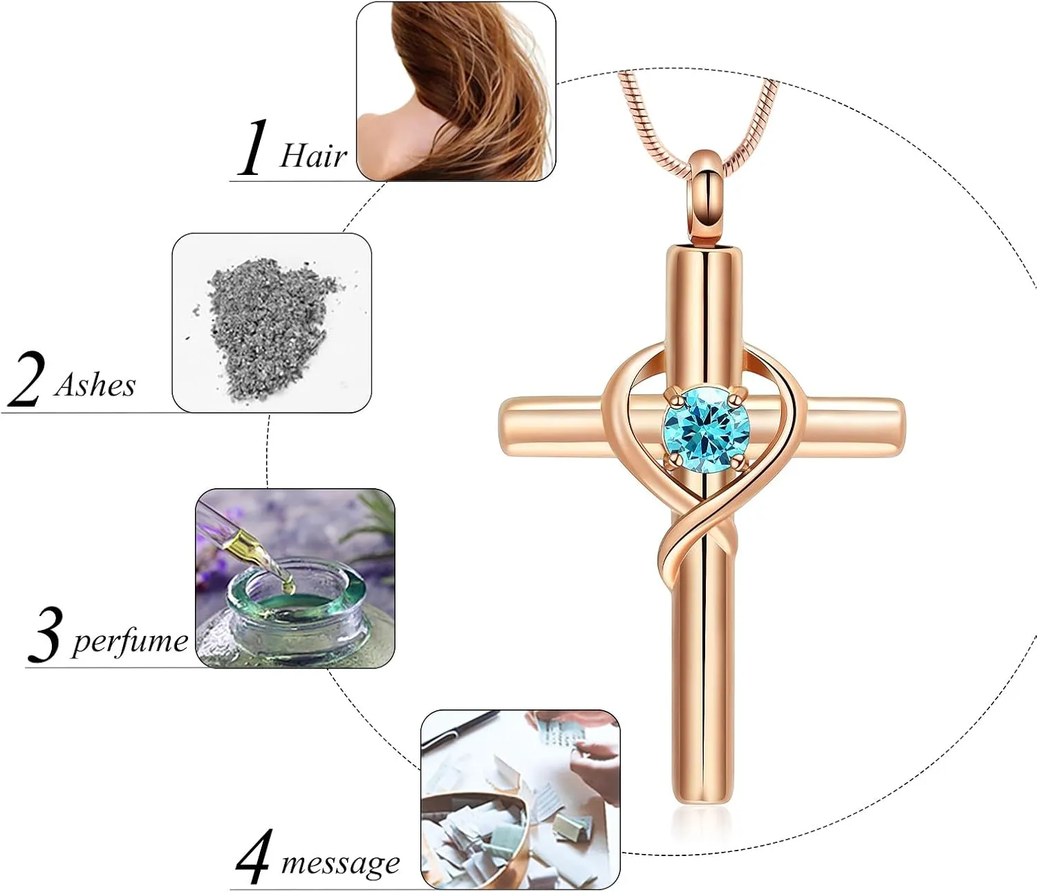 Cremation Jewelry for Ashes Pendant - Cross Necklace for Women Men Birthstone Necklaces for Teen Girls Gifts for Valentine's Day Birthday or Anniversary