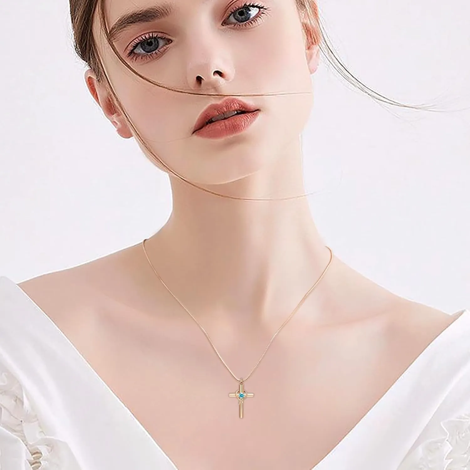 Cremation Jewelry for Ashes Pendant - Cross Necklace for Women Men Birthstone Necklaces for Teen Girls Gifts for Valentine's Day Birthday or Anniversary