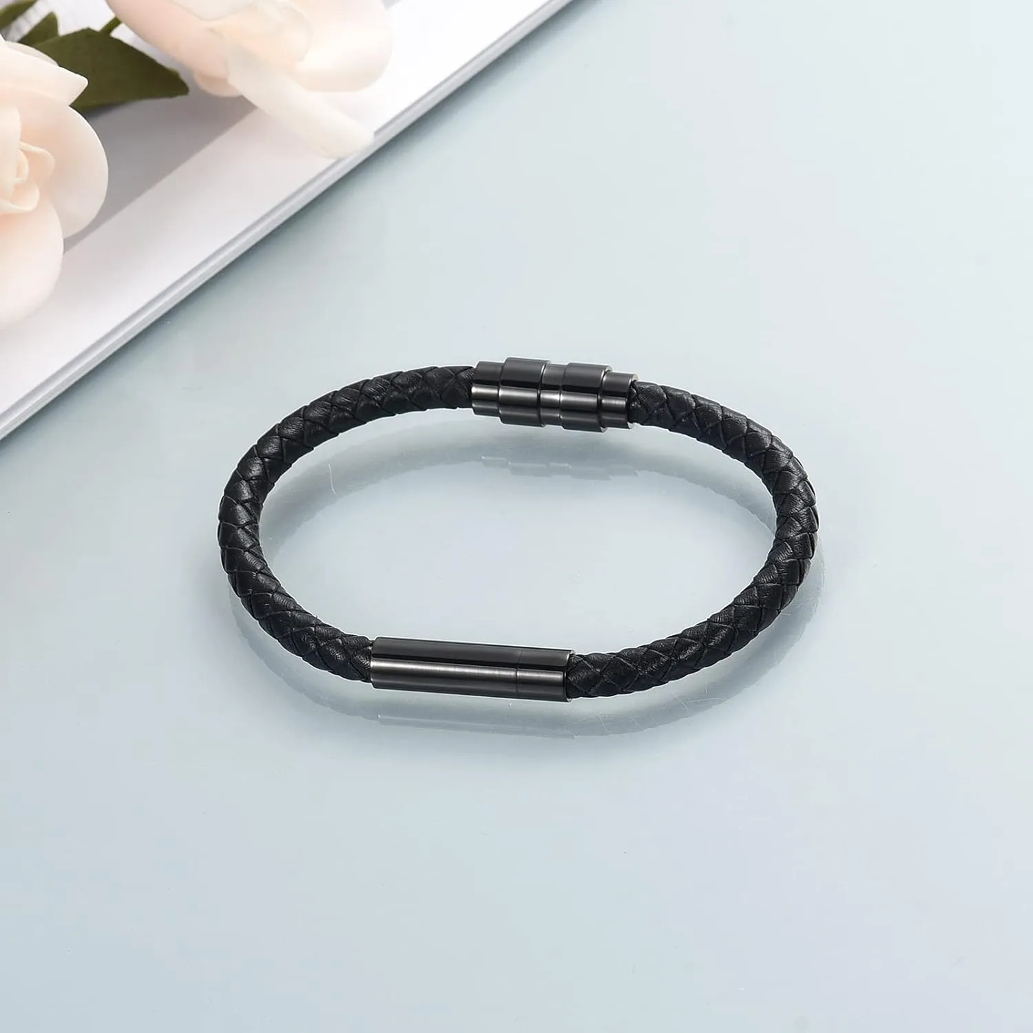 Cremation Jewelry Urn Bracelet for Ashes for Women Men Cylinder Genuine Leather Bangle Bracelet Ashes Memorial Keepsake Jewelry