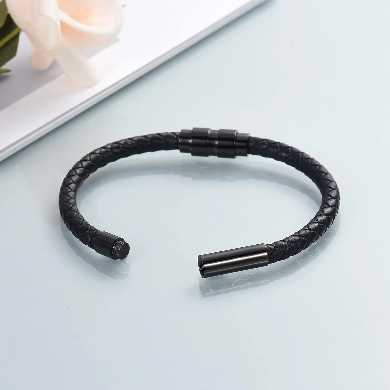 Cremation Jewelry Urn Bracelet for Ashes for Women Men Cylinder Genuine Leather Bangle Bracelet Ashes Memorial Keepsake Jewelry