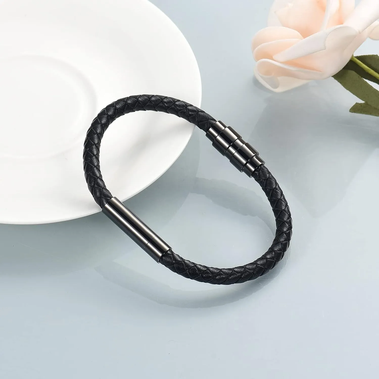 Cremation Jewelry Urn Bracelet for Ashes for Women Men Cylinder Genuine Leather Bangle Bracelet Ashes Memorial Keepsake Jewelry