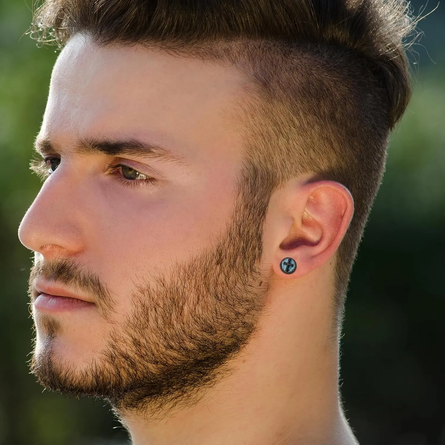 Cross/Ankh/Peace/Viking Stud Earrings for Men Women 925 Sterling Silver Turquoise Earrings Hypoallergenic Celtic Jewelry Valentines Birthday Gifts for Friends Brothers Sisters