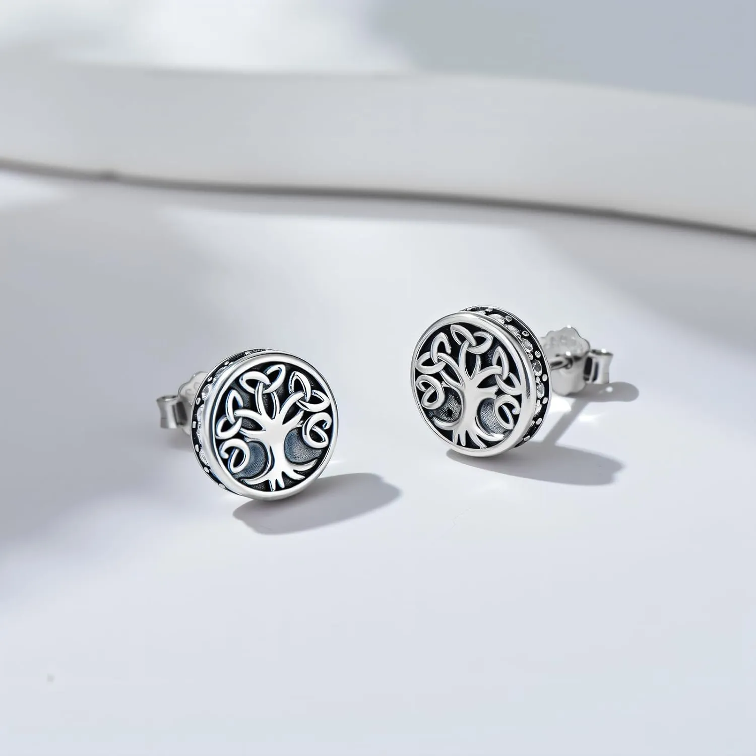 Cross/Celtic Knot/Tree of Life/Ankh Stud Earrings for Women 925 Sterling Silver Black Onyx/Zirconia Jewelry Gifts for Men
