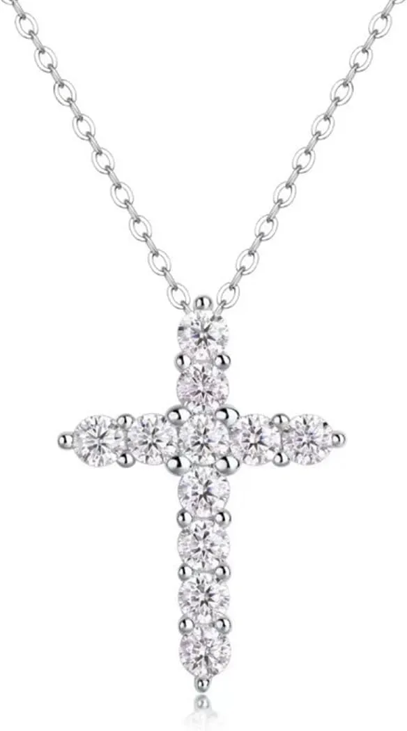 Crystal Cross Necklace for Women Clear CZ Cross Faith Pendant Necklaces Long Cross Chain Hollow Out Charm Choker Adjustable Fashion Matching Jewelry