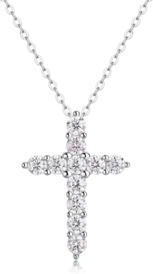 Crystal Cross Necklace for Women Clear CZ Cross Faith Pendant Necklaces Long Cross Chain Hollow Out Charm Choker Adjustable Fashion Matching Jewelry