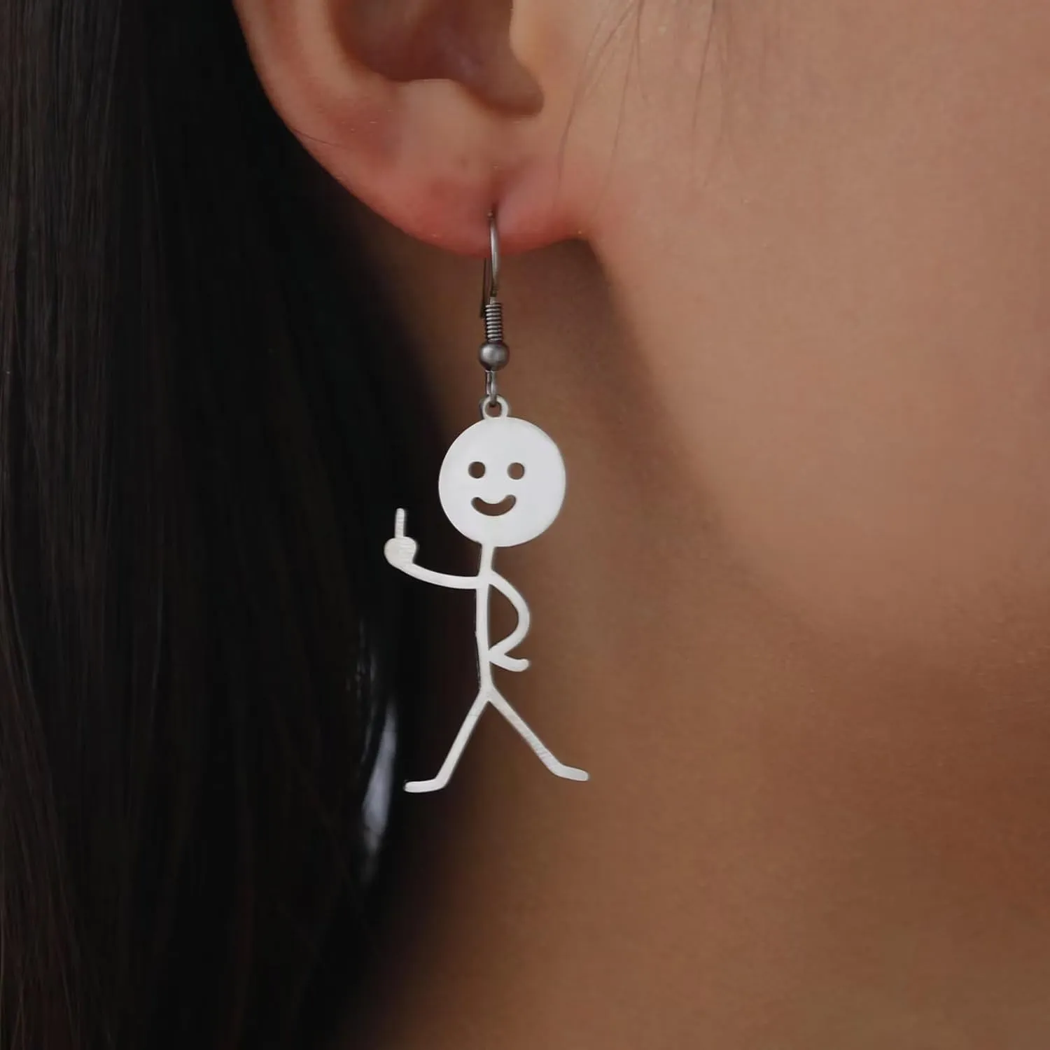 Cute Doodle Dangle Drop Earrings Popular Hand Gesture Earrings Statement Jewelry Suitable for Women