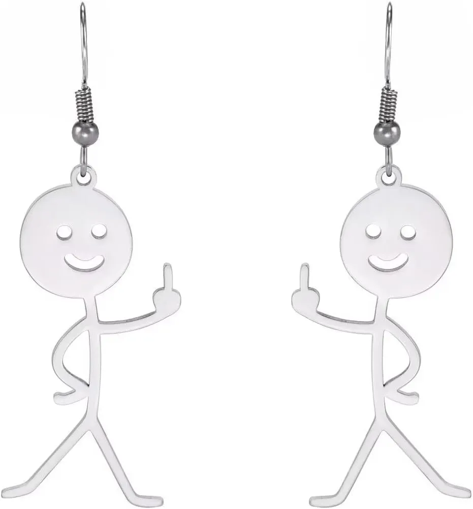 Cute Doodle Dangle Drop Earrings Popular Hand Gesture Earrings Statement Jewelry Suitable for Women