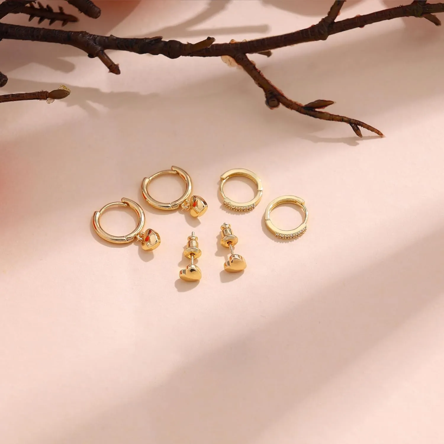 Cute Gold Earrings for Women14k Gold Plated Butterfly Cross Bow Earrings Small Huggie Earrings Set Dainty Gold Earring Stacks Hypoallergenic Gold Hoop Earrings for Women Trendy Gold Jewelry