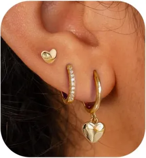 Cute Gold Earrings for Women14k Gold Plated Butterfly Cross Bow Earrings Small Huggie Earrings Set Dainty Gold Earring Stacks Hypoallergenic Gold Hoop Earrings for Women Trendy Gold Jewelry