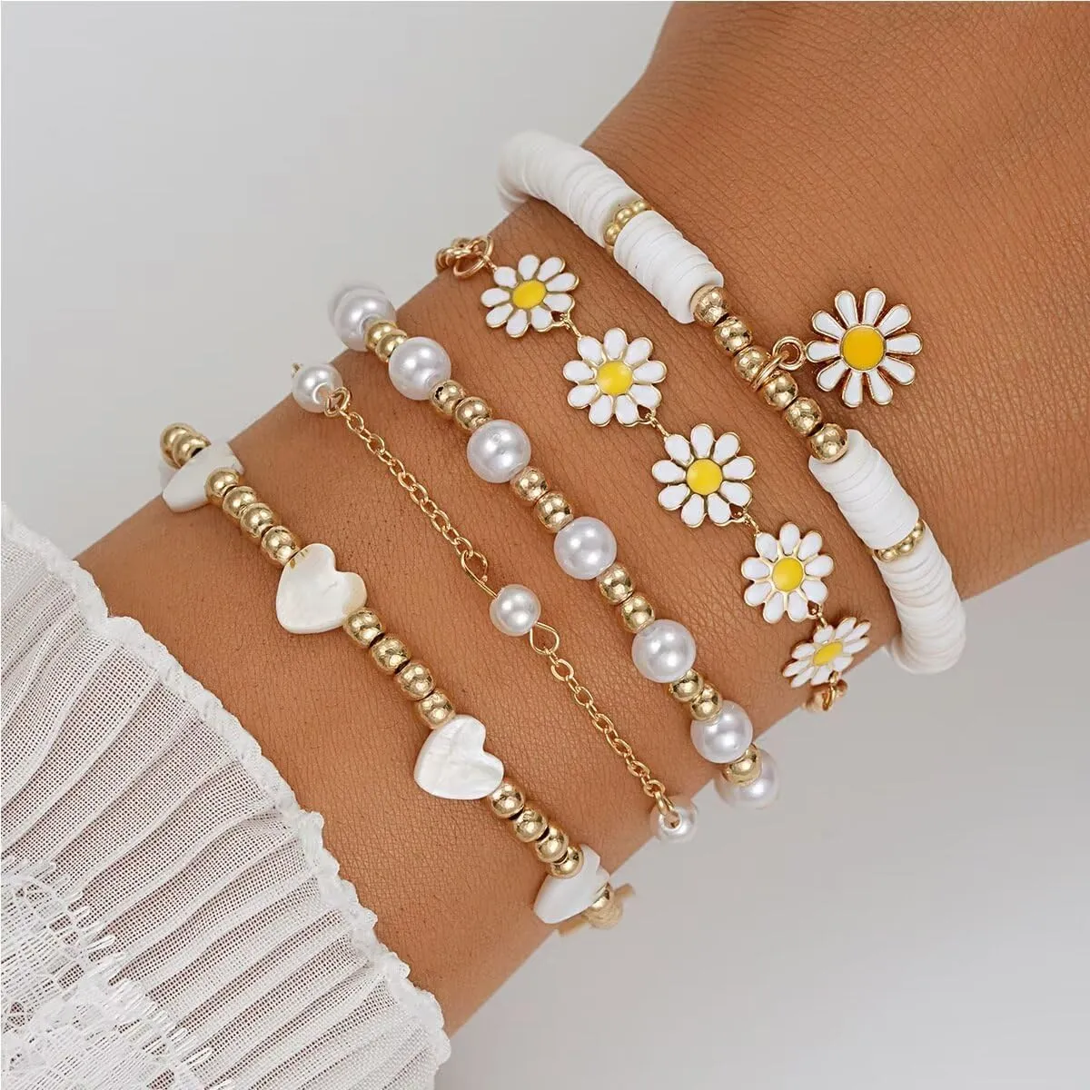 Cute Sunflower String Bracelet Set Adjustable Braided Rope Bracelets Boho Friendship Jewelry Gifts for Women