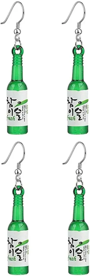 CutieJewelry For Women Cute Beer Bottle Soju Pub Party Unique Bottle Dangle Earrings (2 PACK)