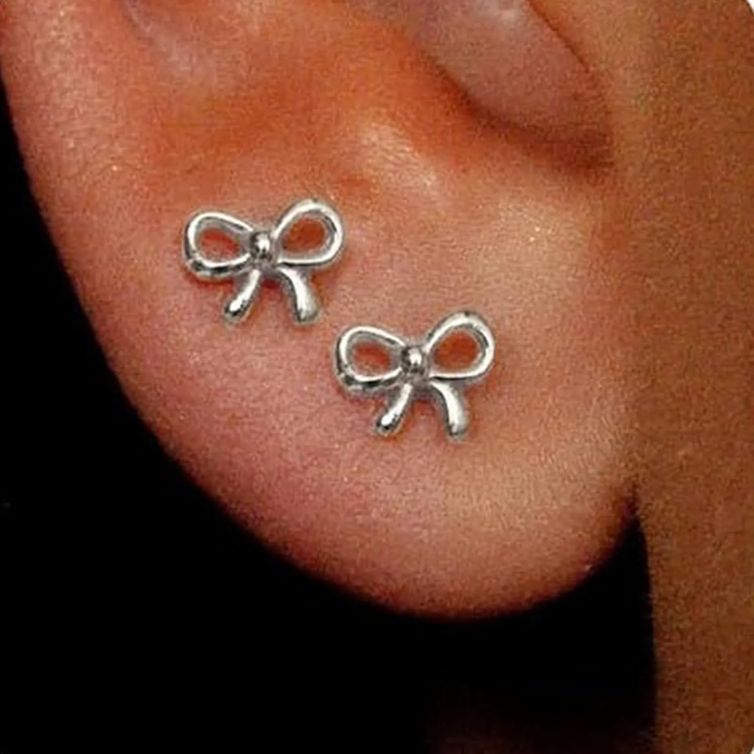 Dainty 18K Bow Gold Earrings for Women Christmas Bow Earrings Stud Earrings for Women Minimalist Earrings for Women Ribbon Earrings Cute Earrings for Women