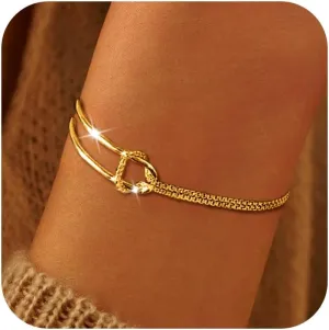 Dainty 925 Sterling Silver Knot Bracelet to Daughter Mom 14K Gold Plated Couples Matching Forever Infinity Bracelets Snake Chain Bracelet Love Knot Friendship Best Friend Wedding Jewelry