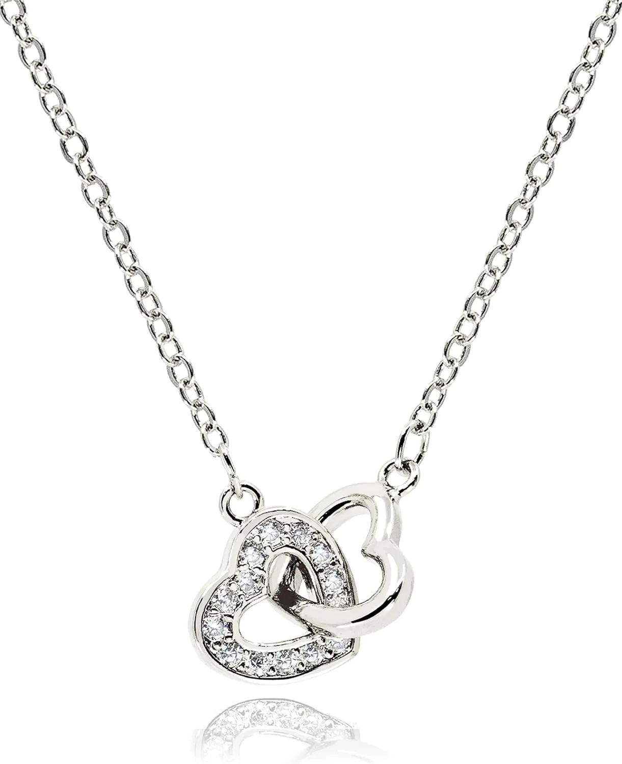 Dainty Double Heart Necklace for Women Gilrs  14K Gold Plated Mom and Daughter Necklaces  Linked Two Heart Pendant Non Tarnish Choker Jewelry [HN-DB]